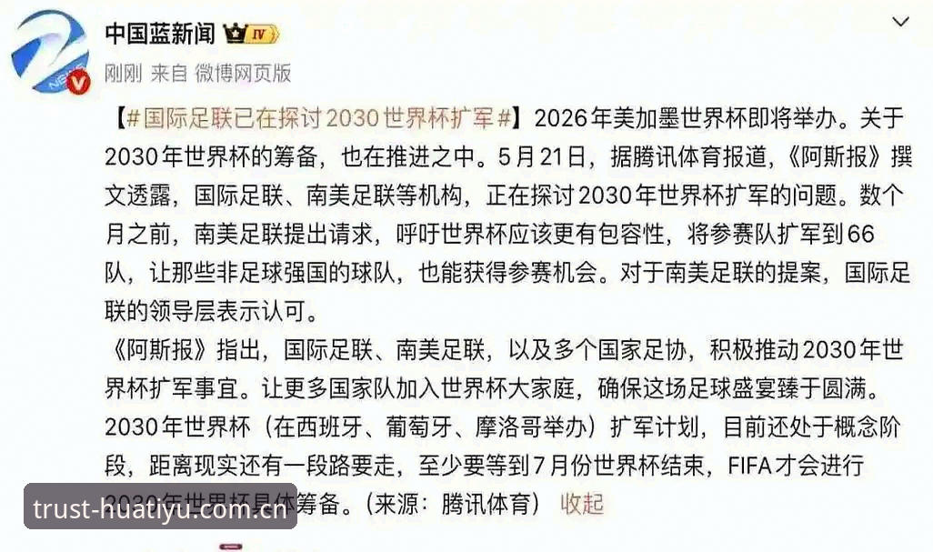2030世界杯扩军至66队深度分析：从华体育视角看中国男足的机遇与挑战
